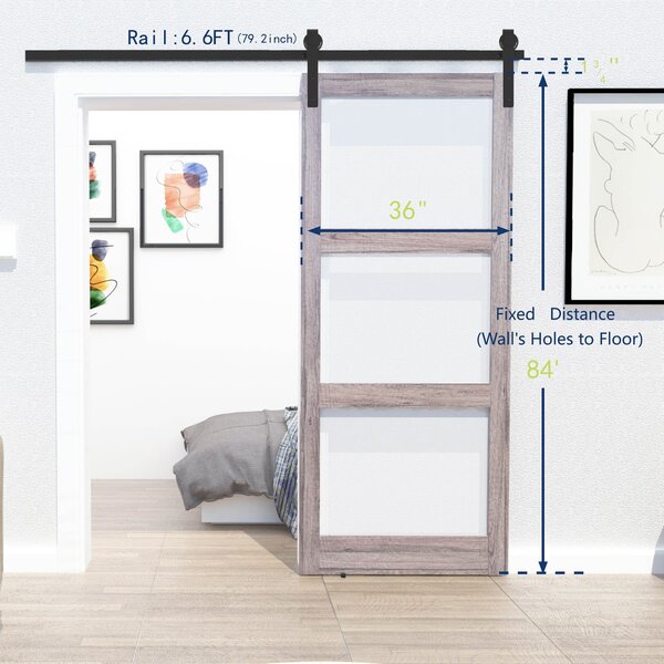 ARK DESIGN Glass and Manufactured Wood Barn Door with Installation